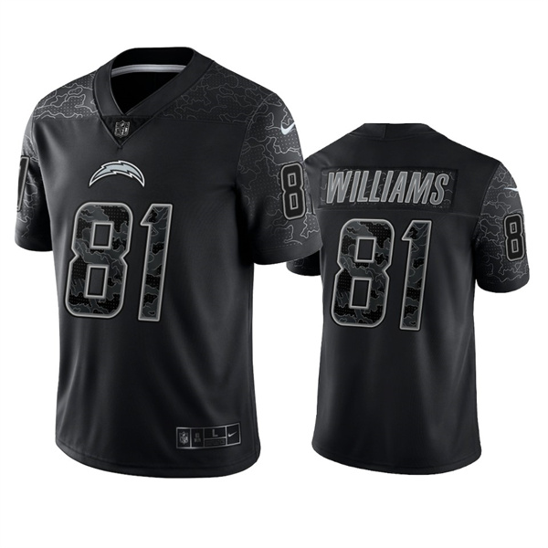 Men's Los Angeles Chargers #81 Mike Williams Black Reflective Limited Stitched Football Jersey Men's Los Angeles Chargers #81 Mike Williams Black Reflective Limited Stitched Football Jersey