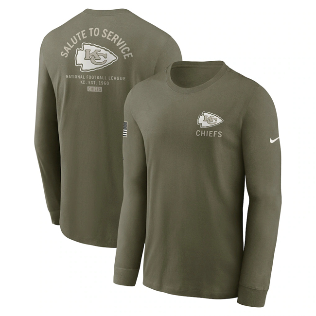 Men's Kansas City Chiefs Olive 2025 Salute to Service Sideline Long Sleeve T-Shirt Men's Kansas City Chiefs Olive 2025 Salute to Service Sideline Long Sleeve T-Shirt