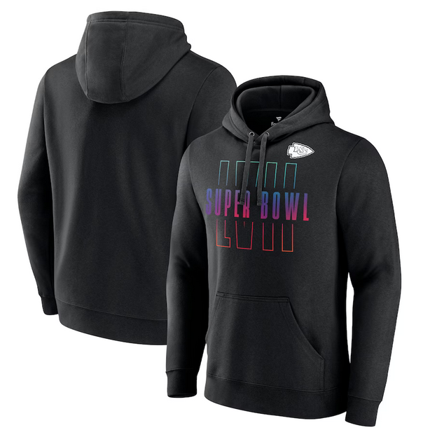Men's Kansas City Chiefs Black Super Bowl LVII Open Sky Pullover Hoodie Men's Kansas City Chiefs Black Super Bowl LVII Open Sky Pullover Hoodie