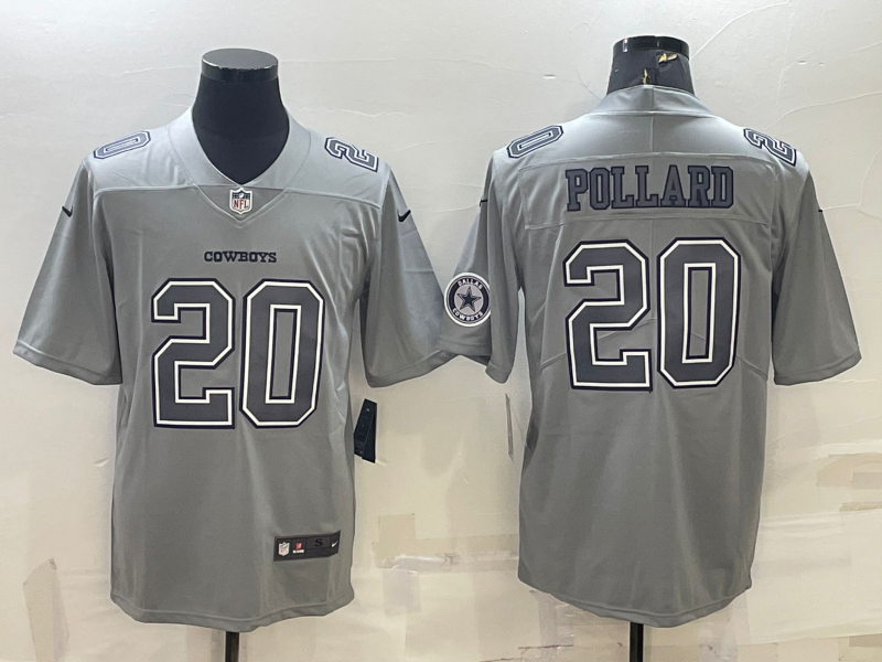 Men's Dallas Cowboys #20 Tony Pollard With Patch Grey Atmosphere Fashion Stitched Jersey Men's Dallas Cowboys #20 Tony Pollard With Patch Grey Atmosphere Fashion Stitched Jersey