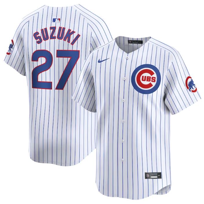 Men's Chicago Cubs #27 Seiya Suzuki White 2024 Home Limited Stitched Baseball Jersey Men's Chicago Cubs #27 Seiya Suzuki White 2024 Home Limited Stitched Baseball Jersey