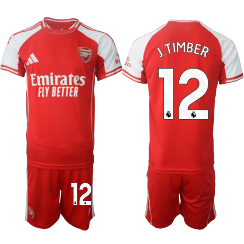 Men's Arsenal F.C #12 Jurrien Timber Red 2025 Home Soccer Jersey Suit Men's Arsenal F.C #12 Jurrien Timber Red 2025 Home Soccer Jersey Suit
