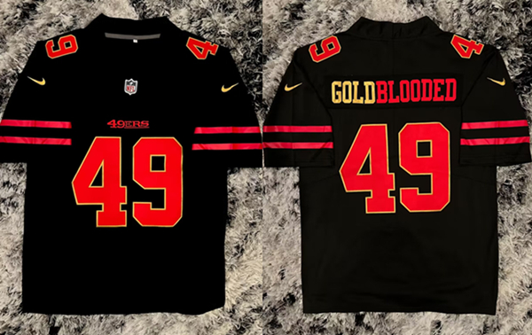 Men's San Francisco 49ers #49 GoldBlooded Black Stitched Jersey Men's San Francisco 49ers #49 GoldBlooded Black Stitched Jersey
