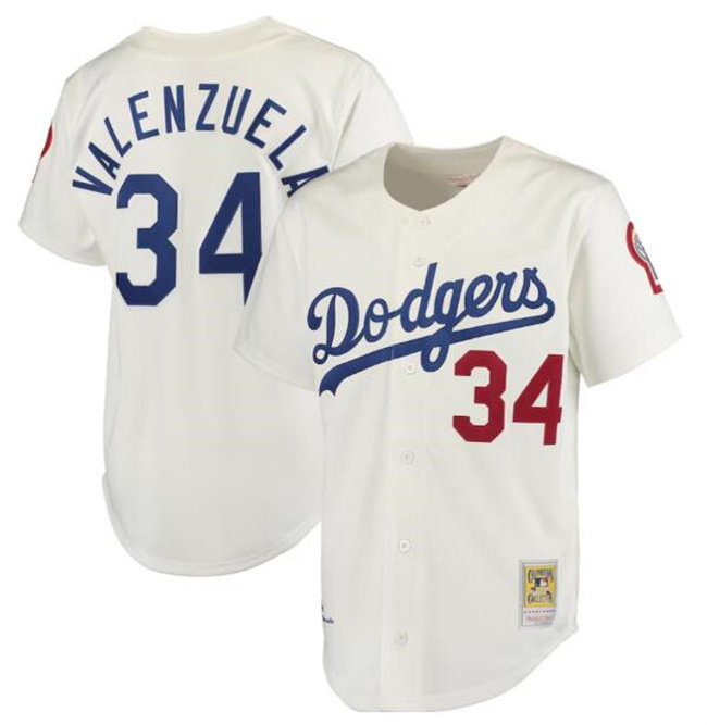 Men's Los Angeles Dodgers #34 Toro Valenzuela Cream With Patch Cool Base Stitched Baseball Jersey Men's Los Angeles Dodgers #34 Toro Valenzuela Cream With Patch Cool Base Stitched Baseball Jersey