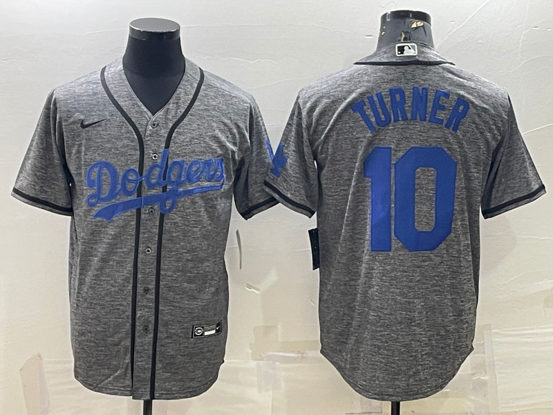 Men's Los Angeles Dodgers #10 Justin Turner Grey Cool Base Stitched Jersey Men's Los Angeles Dodgers #10 Justin Turner Grey Cool Base Stitched Jersey