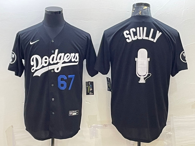 Men's Los Angeles Dodgers #67 Vin Scully Black Big Logo With Vin Scully Patch Stitched Jersey Men's Los Angeles Dodgers #67 Vin Scully Black Big Logo With Vin Scully Patch Stitched Jersey