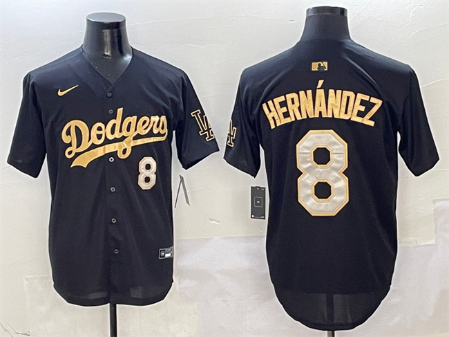 Men's Los Angeles Dodgers #8 Enrique Hernández Black/Gold Limited Stitched Baseball Jersey