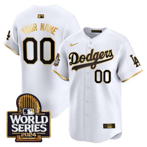 Men's Los Angeles Dodgers Active Player Custom White/Gold 2024 World Series Champions Limited Stitched Baseball Jersey Men's Los Angeles Dodgers Active Player Custom White/Gold 2024 World Series Champions Limited Stitched Baseball Jersey