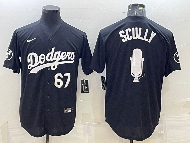 Men's Los Angeles Dodgers #67 Vin Scully Black Big Logo With Vin Scully Patch Stitched Jersey Men's Los Angeles Dodgers #67 Vin Scully Black Big Logo With Vin Scully Patch Stitched Jersey