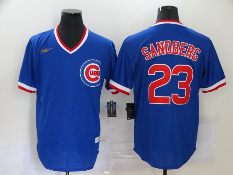 Men's Chicago Cubs #23 Ryne Sandberg Blue Throwback Cool Base Stitched Jersey Men's Chicago Cubs #23 Ryne Sandberg Blue Throwback Cool Base Stitched Jersey
