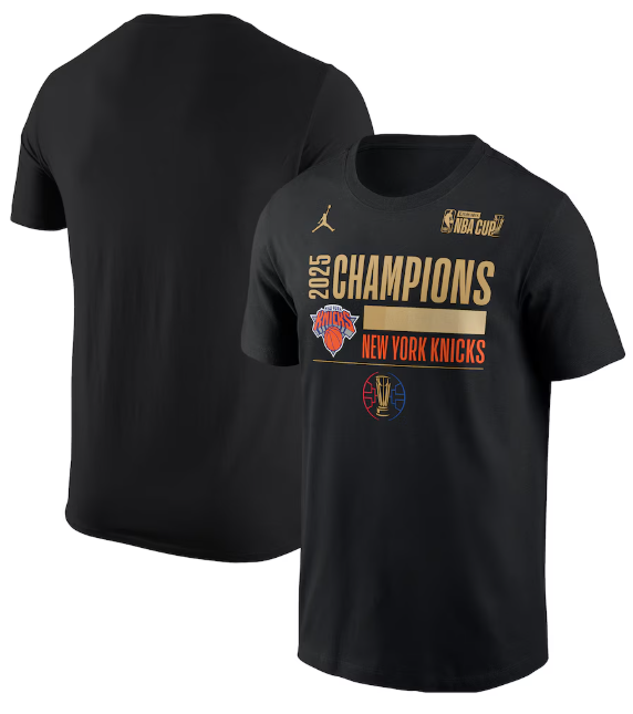 Men's New York Knicks Black 2025 Cup Champions Locker Room T-Shirt - Black