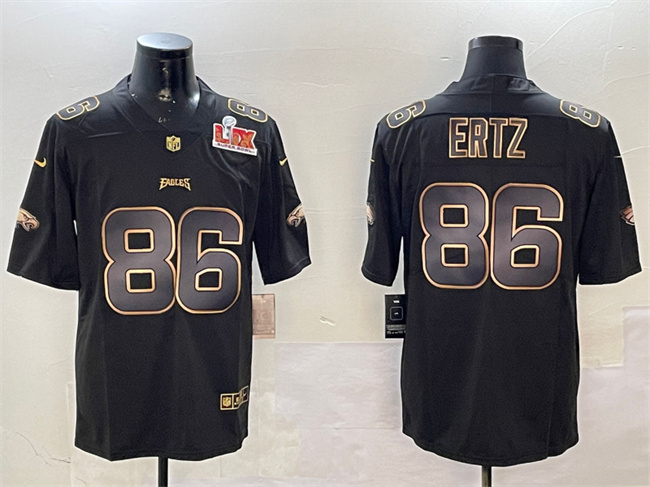 Men's Philadelphia Eagles #86 Zach Ertz Black/Gold 2025 Super Bowl LIX Patch Vapor Untouchable Limited Stitched Football Jersey Men's Philadelphia Eagles #86 Zach Ertz Black/Gold 2025 Super Bowl LIX Patch Vapor Untouchable Limited Stitched Football Jersey