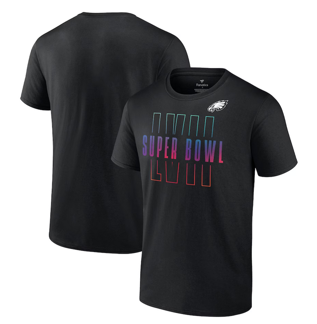 Men's Philadelphia Eagles Black Super Bowl LVII Open Sky T-Shirt Men's Philadelphia Eagles Black Super Bowl LVII Open Sky T-Shirt