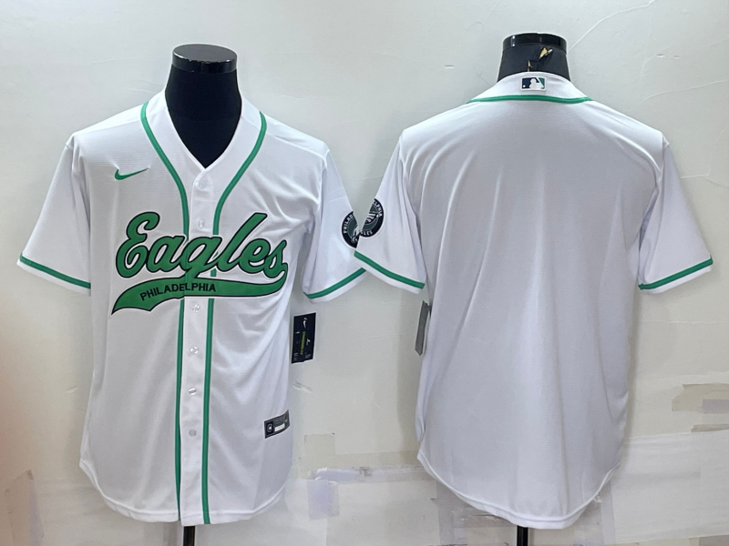 Men's Philadelphia Eagles Blank White With Patch Cool Base Stitched Baseball Jersey Men's Philadelphia Eagles Blank White With Patch Cool Base Stitched Baseball Jersey