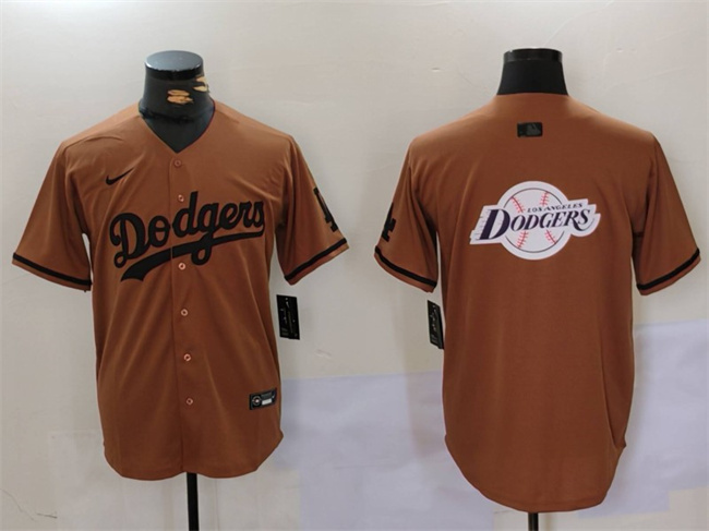 Men's Los Angeles Dodgers Team Big Logo Brown Cool Base With Patch Stitched Baseball Jersey Men's Los Angeles Dodgers Team Big Logo Brown Cool Base With Patch Stitched Baseball Jersey