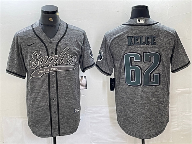 Men's Philadelphia Eagles #62 Jason Kelce Grey Cool Base Stitched Baseball Jersey Men's Philadelphia Eagles #62 Jason Kelce Grey Cool Base Stitched Baseball Jersey