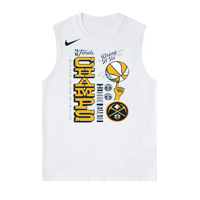 Men's Denver Nuggets White 2023 Champions Suit in Action Tank Top Men's Denver Nuggets White 2023 Champions Suit in Action Tank Top