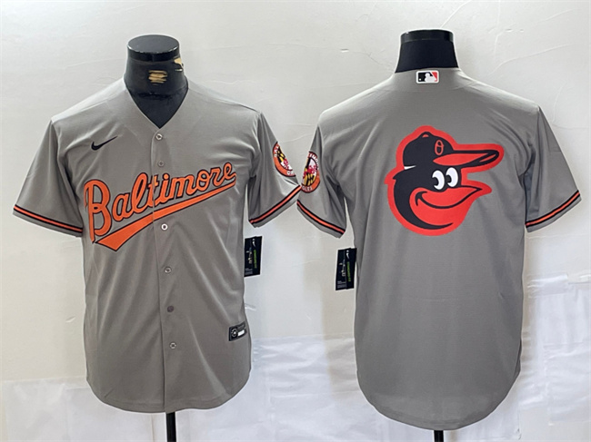 Men's Baltimore Orioles Gray Team Big Logo Cool Base Stitched Jersey