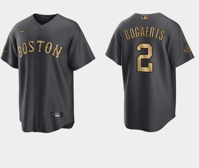 Men's Boston Red Sox #2 Xander Bogaerts 2022 All-star Charcoal Cool Base Stitched Jersey Men's Boston Red Sox #2 Xander Bogaerts 2022 All-star Charcoal Cool Base Stitched Jersey
