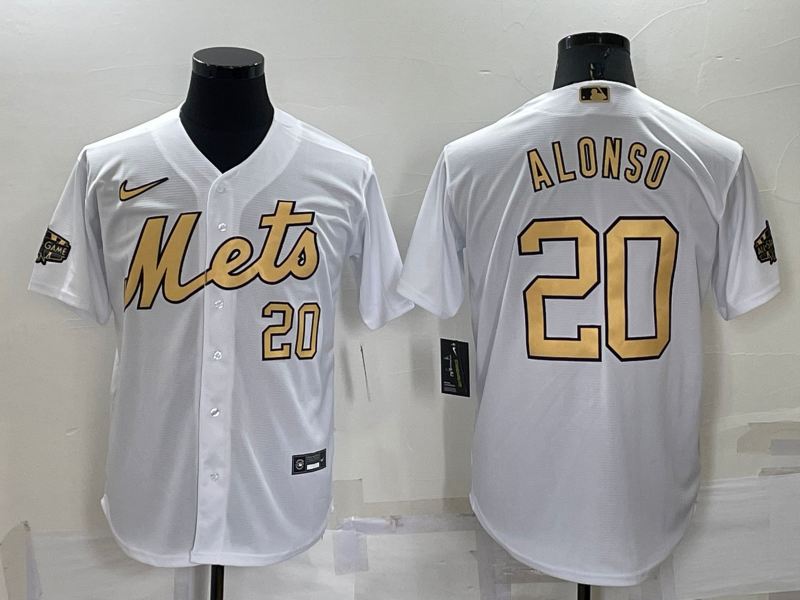 Men's New York Mets #20 Pete Alonso 2022 All-Star White Cool Base Stitched Baseball Jersey Men's New York Mets #20 Pete Alonso 2022 All-Star White Cool Base Stitched Baseball Jersey