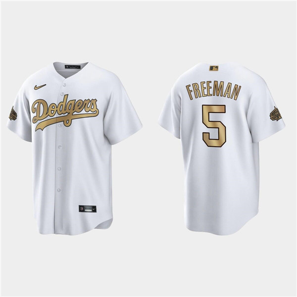 Men's Los Angeles Dodgers #5 Freddie Freeman 2022 All-Star White Cool Base Stitched Baseball Jersey Men's Los Angeles Dodgers #5 Freddie Freeman 2022 All-Star White Cool Base Stitched Baseball Jersey