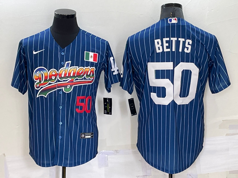 Men's Los Angeles Dodgers #50 Mookie Betts Navy Mexico Rainbow Cool Base Stitched Baseball Jersey Men's Los Angeles Dodgers #50 Mookie Betts Navy Mexico Rainbow Cool Base Stitched Baseball Jersey