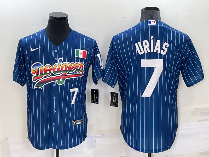 Men's Los Angeles Dodgers #7 Julio Urias Navy Mexico Rainbow Cool Base Stitched Baseball Jersey Men's Los Angeles Dodgers #7 Julio Urias Navy Mexico Rainbow Cool Base Stitched Baseball Jersey