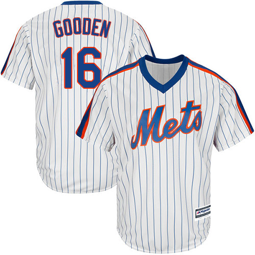 Mets #16 Dwight Gooden White(Blue Strip) Alternate Cool Base Stitched Men's MLB Jersey Mets #16 Dwight Gooden White(Blue Strip) Alternate Cool Base Stitched Men's MLB Jersey
