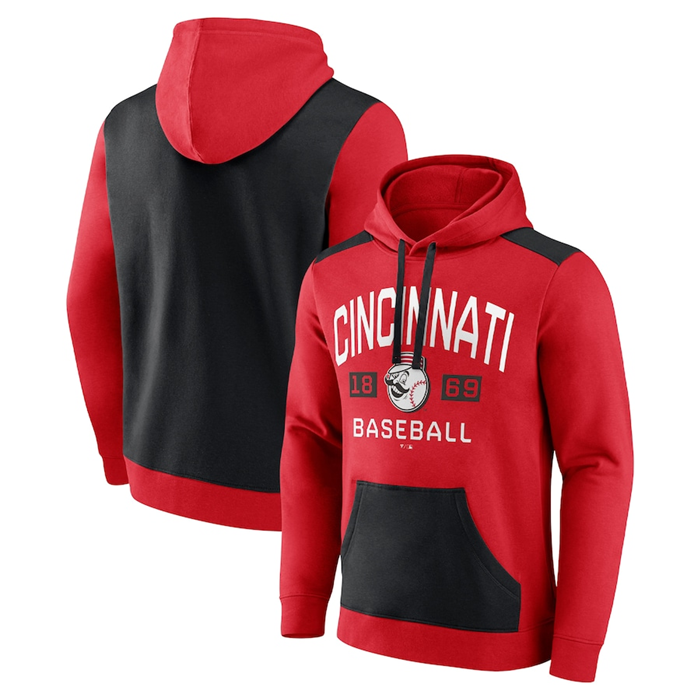 Men's Cincinnati Reds Navy/Red Chip In Pullover Hoodie