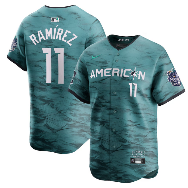 Men's Cleveland Guardians #11 José Ramírez Teal 2023 All-star Cool Base Stitched Jersey
