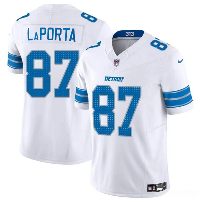 Men's Detroit Lions #87 Sam LaPorta White 2024 F.U.S.E. Vapor Limited Stitched Jersey Men's Detroit Lions #87 Sam LaPorta White 2024 F.U.S.E. Vapor Limited Stitched Jersey