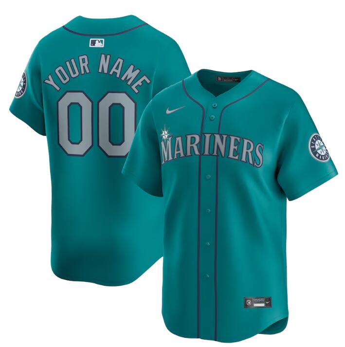 Men's Seattle Mariners Active Player Custom Aqua Alternate Limited Stitched jersey Men's Seattle Mariners Active Player Custom Aqua Alternate Limited Stitched jersey