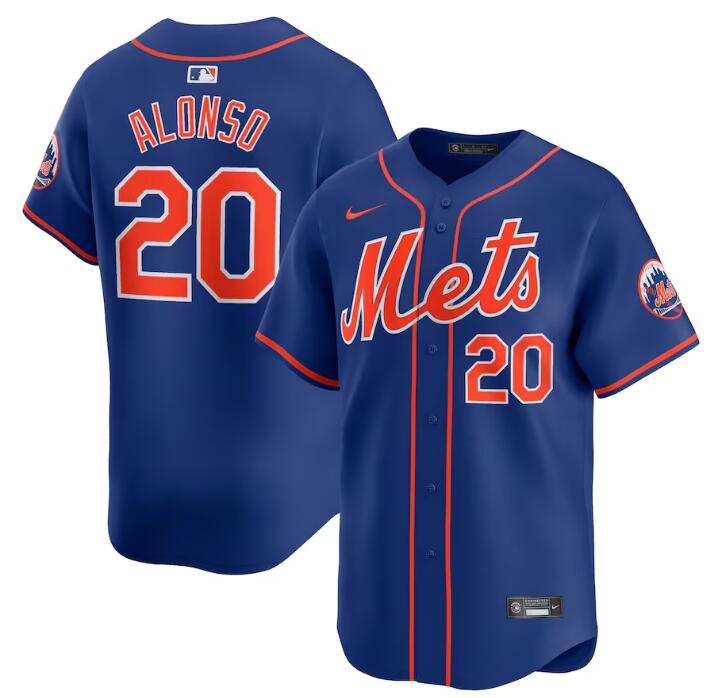 Men's New York Mets #20 Pete Alonso Royal 2024 Alternate Limited Stitched Baseball Jersey Men's New York Mets #20 Pete Alonso Royal 2024 Alternate Limited Stitched Baseball Jersey