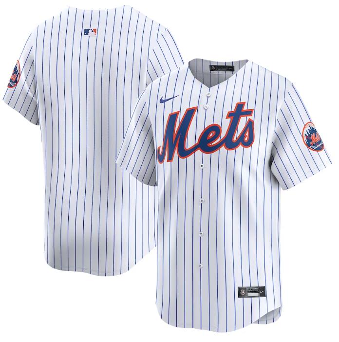 Men's New York Mets Blank White 2024 Home Limited Stitched Baseball Jersey Men's New York Mets Blank White 2024 Home Limited Stitched Baseball Jersey