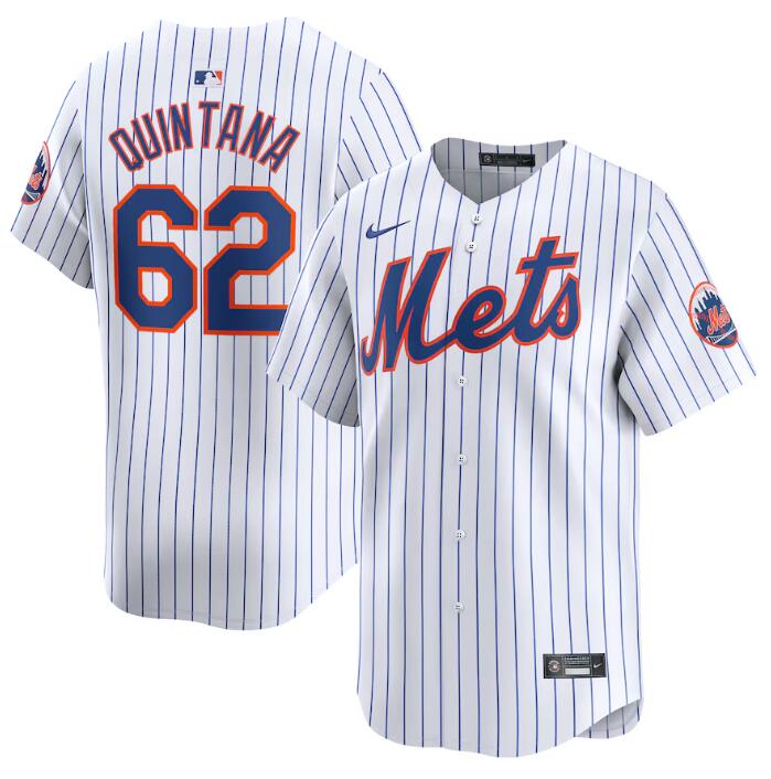 Men's New York Mets #62 Jose Quintana White 2024 Home Limited Stitched Baseball Jersey Men's New York Mets #62 Jose Quintana White 2024 Home Limited Stitched Baseball Jersey