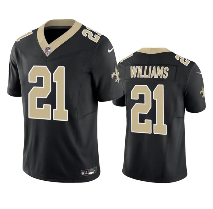 Men's New Orleans Saints #21 Jamaal Williams Black 2023 F.U.S.E. Vapor Untouchable Limited Stitched Jersey Men's New Orleans Saints #21 Jamaal Williams Black 2023 F.U.S.E. Vapor Untouchable Limited Stitched Jersey
