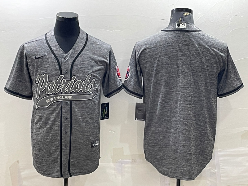 Men's New England Patriots Blank Grey With Patch Cool Base Stitched Baseball Jersey Men's New England Patriots Blank Grey With Patch Cool Base Stitched Baseball Jersey