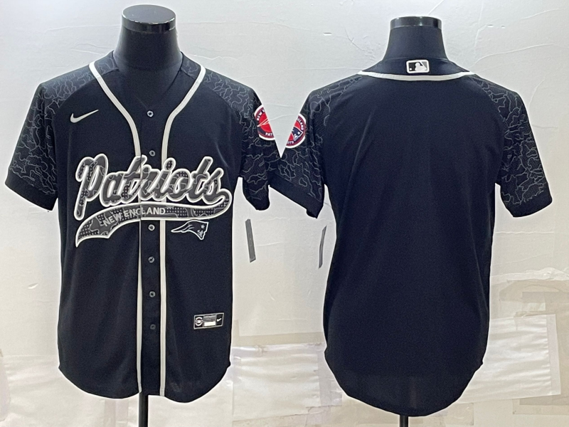 Men's New England Patriots Blank Black Reflective With Patch Cool Base Stitched Baseball Jersey Men's New England Patriots Blank Black Reflective With Patch Cool Base Stitched Baseball Jersey