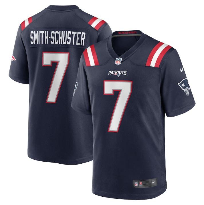 Men's New England Patriots #7 JuJu Smith-Schuster Navy Stitched Game Jersey Men's New England Patriots #7 JuJu Smith-Schuster Navy Stitched Game Jersey