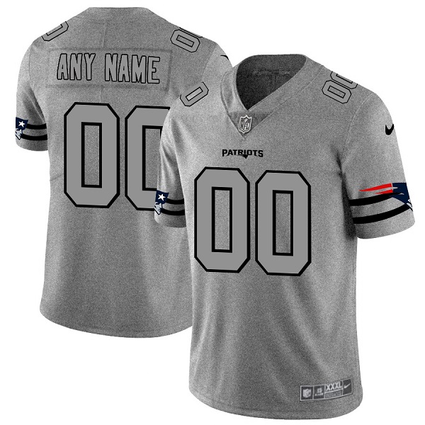 Men's New England Patriots ACTIVE PLAYER Custom 2019 Gray Gridiron Team Logo Limited Stitched Jersey Men's New England Patriots ACTIVE PLAYER Custom 2019 Gray Gridiron Team Logo Limited Stitched Jersey