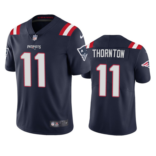 Men's New England Patriots #11 Tyquan Thornton Navy Vapor Untouchable Limited Stitched Jersey Men's New England Patriots #11 Tyquan Thornton Navy Vapor Untouchable Limited Stitched Jersey