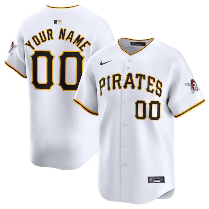 Men's Pittsburgh Pirates Active Player Custom White Home Limited Stitched Baseball Jersey Men's Pittsburgh Pirates Active Player Custom White Home Limited Stitched Baseball Jersey