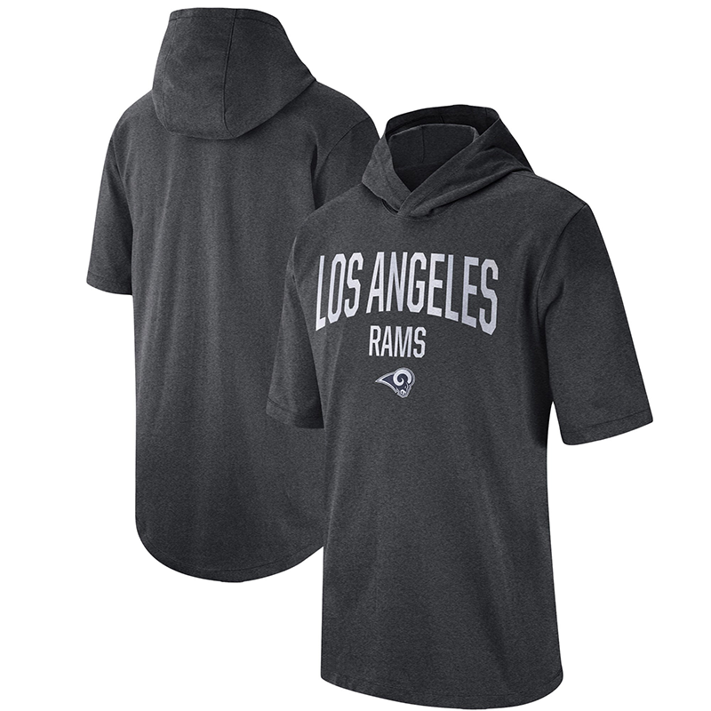 Men's Los Angeles Rams Heathered Charcoal Sideline Training Hooded Performance T-Shirt Men's Los Angeles Rams Heathered Charcoal Sideline Training Hooded Performance T-Shirt