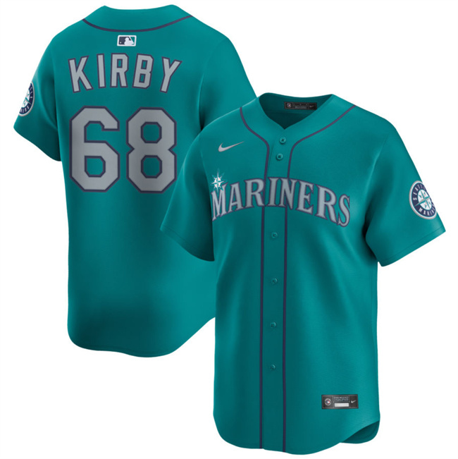 Men's Seattle Mariners #68 George Kirby Aqua Limited Stitched Baseball Jersey Men's Seattle Mariners #68 George Kirby Aqua Limited Stitched Baseball Jersey
