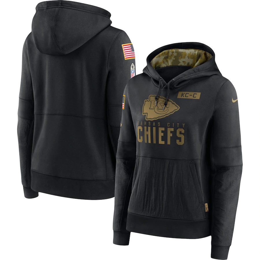 Women's Kansas City Chiefs 2020 Black Salute To Service Sideline Performance Pullover Hoodie (Run Small) Women's Kansas City Chiefs 2020 Black Salute To Service Sideline Performance Pullover Hoodie (Run Small)