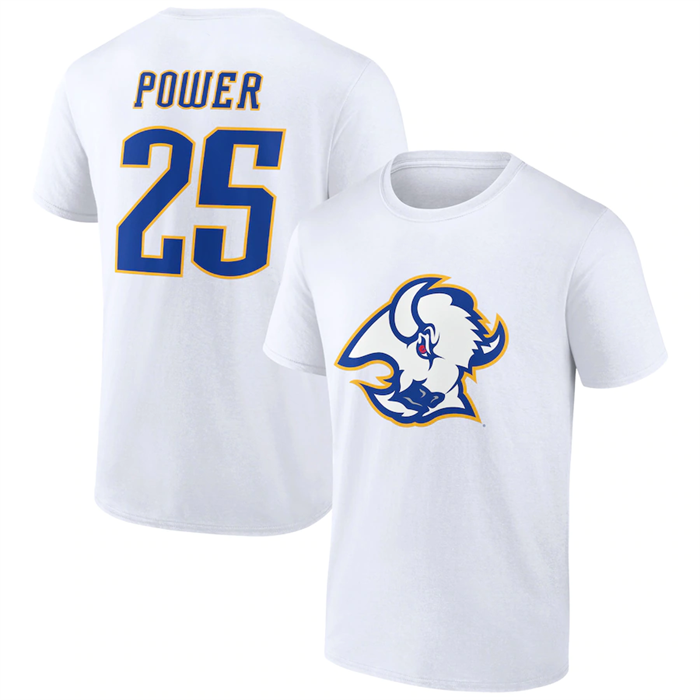 Men's Buffalo Sabres #25 Owen Power White T-Shirt Men's Buffalo Sabres #25 Owen Power White T-Shirt