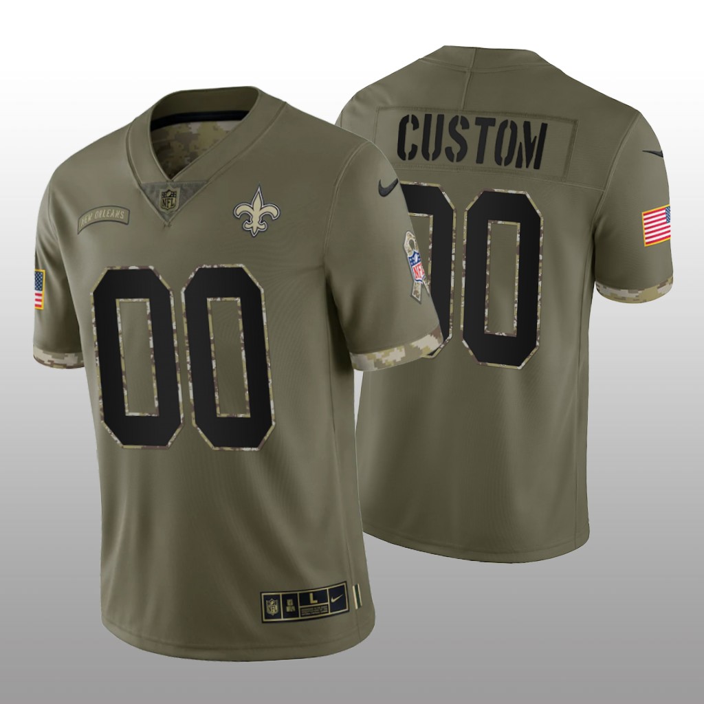 Men's New Orleans Saints ACTIVE PLAYER Custom Olive 2022 Salute To Service Limited Stitched Jersey Men's New Orleans Saints ACTIVE PLAYER Custom Olive 2022 Salute To Service Limited Stitched Jersey