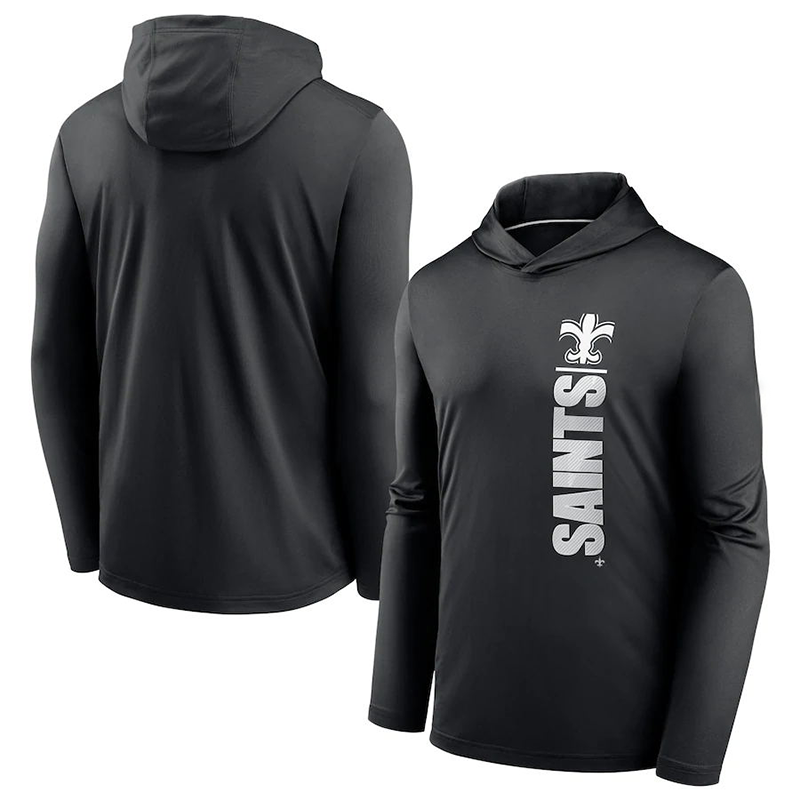 Men's New Orleans Saints Black Fan Gear Team Stack Hoodie Performance Long Sleeve T-Shirt Men's New Orleans Saints Black Fan Gear Team Stack Hoodie Performance Long Sleeve T-Shirt