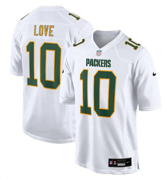 Men's Green Bay Packers #10 Jordan Love White Fashion Stitched Game Jersey Men's Green Bay Packers #10 Jordan Love White Fashion Stitched Game Jersey