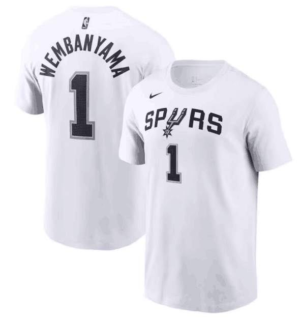 Men's San Antonio Spurs #1 Victor Wembanyama White T-Shirt Men's San Antonio Spurs #1 Victor Wembanyama White T-Shirt